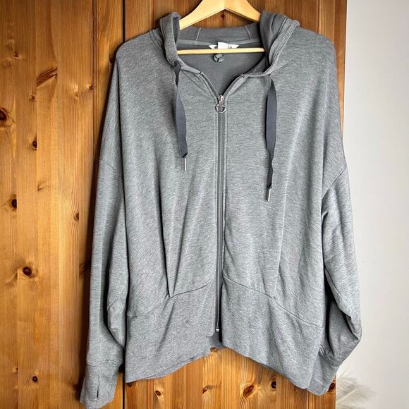 Athleta Balance Full Zip Up Hoodie Sweatshirt Women’s 1X Gray Athleisure Workout - Picture 5 of 11